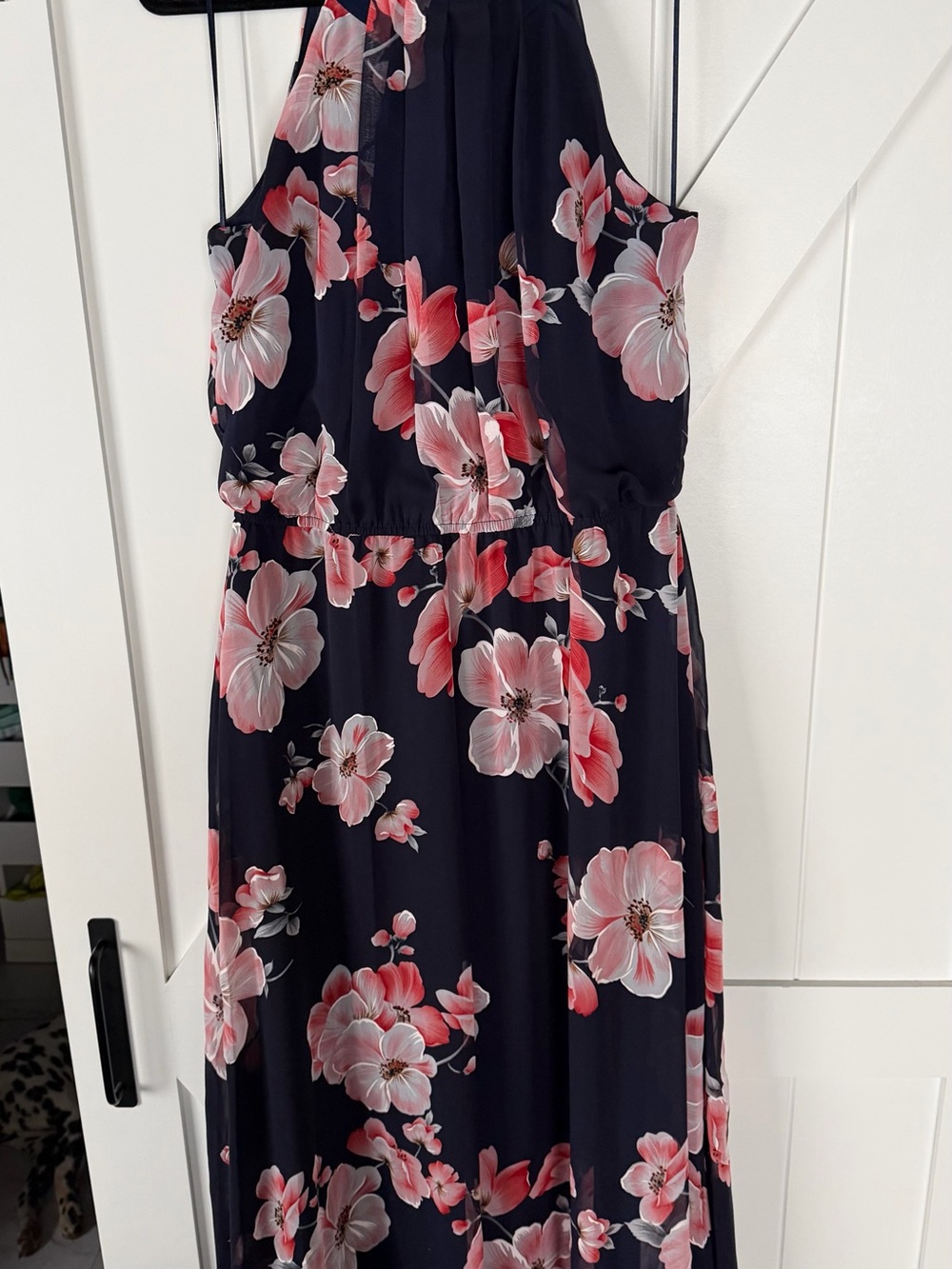 Robbie Bee Navy Maxi Dress with Pink Floral Print